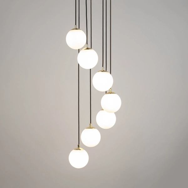 Lampa wisząca Piano 33660 Sigma kaskada kule balls białe mosiądz