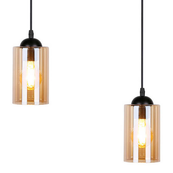 Kuchenna lampa Bistro 32-00538 szklane klosze brązowa czarna