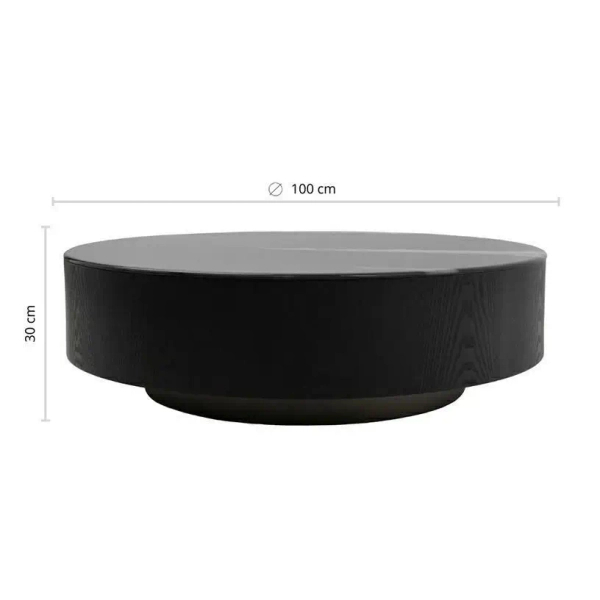 Minimalistyczny stolik kawowy LAGO MM001501100419 czarny drewno żywica 100cm