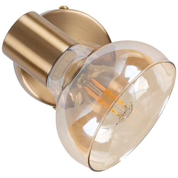 Kinkiet LAMPA ścienna HOLLY 5546 Rabalux metalowa OPRAWA szklany reflektorek antyczne złoto bursztynowy