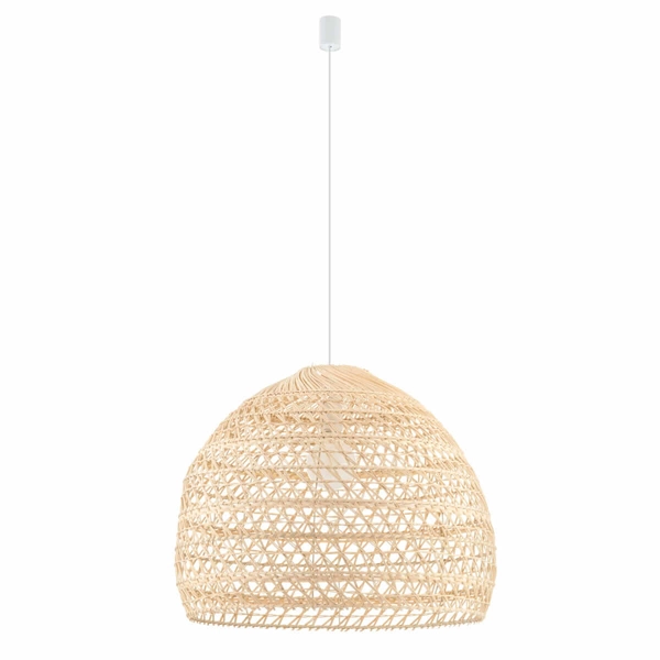 Wisząca lampa Boho 11152 cage japandi klatka metalowa drewniana biała