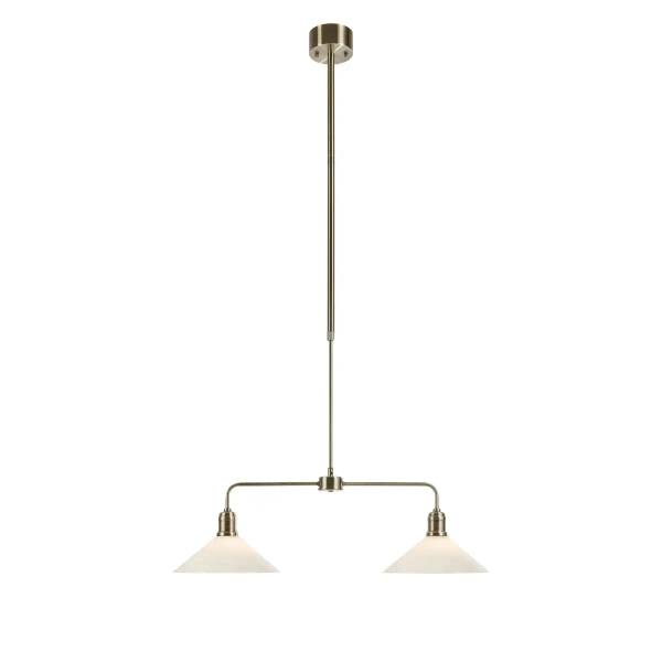 Podwójna lampa wisząca VELA biała mosiądz 109160 2xE27 metalowa trójkątna