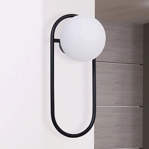 Lampa ścienna Finestra K-4964 szklana kula biała czarna