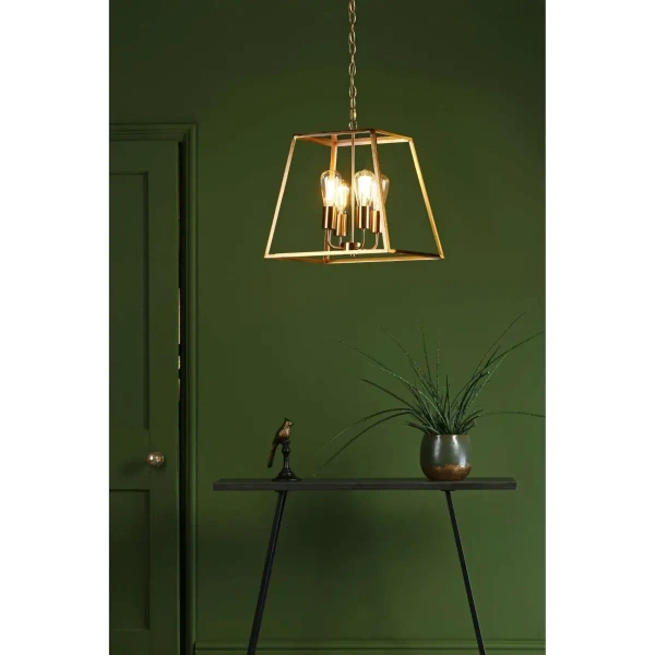 Łańcuchowa lampa wisząca Academy ACA8635 szklana metalowa mosiądz