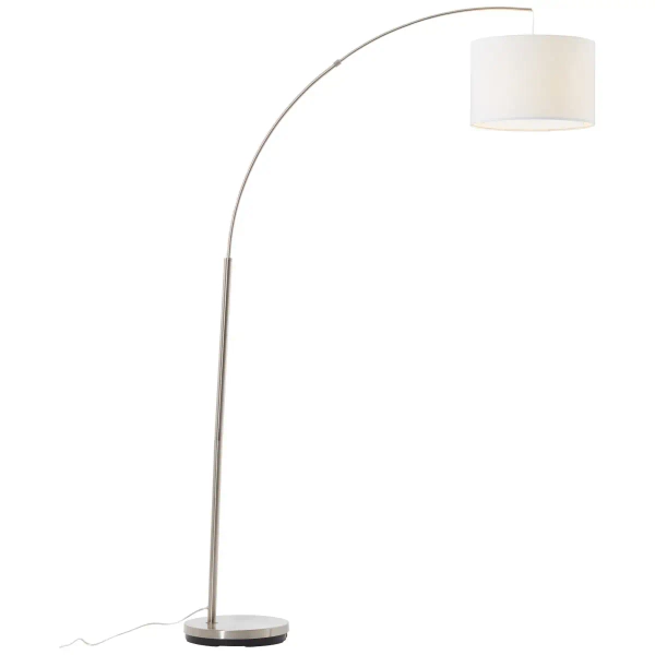 Stojąca lampa abażurowa Clarie 13258/05 łukowa chrom biała