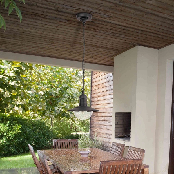 Zewnętrzna LAMPA wisząca OSLO 8717 Rabalux industrialna OPRAWA tarasowy zwis na łańcuchu loftowy IP44 czarny