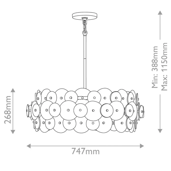 Zwisający żyrandol glamour Rene QN-RENE-6P-DSB szklany mosiądz