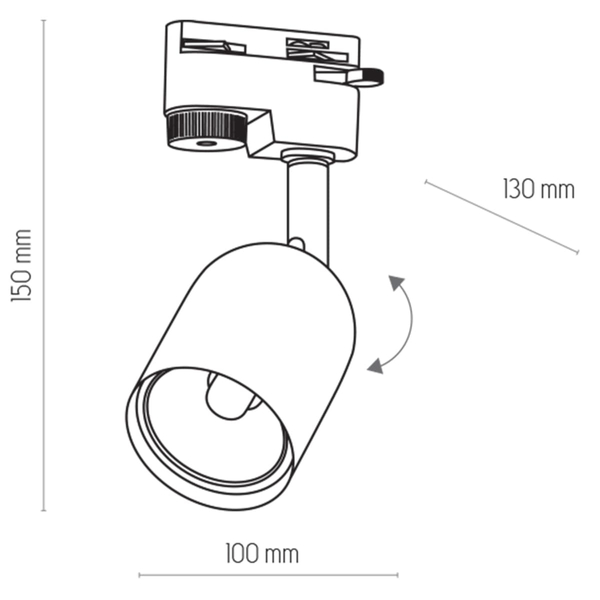 Reflektorek tuba do systemu szynowego 1-fazowego Tracer 4496 TK Lighting czarny