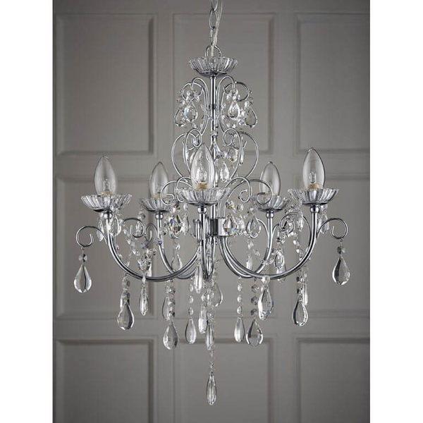 Łazienkowa lampa wisząca Tabitha 61384 Endon crystals glamour IP44 chrom