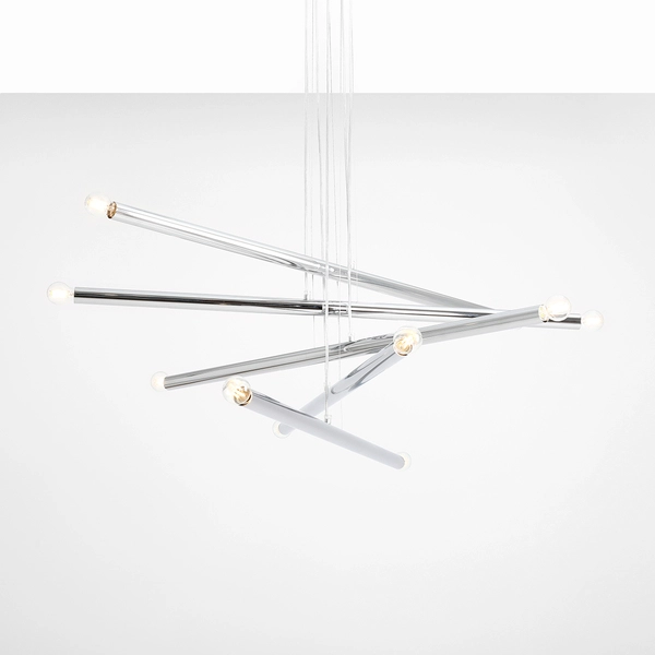 10-płomienny żyrandol Tubo 1072M4 Aldex chrom metalowa lampa salonowa