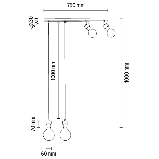 Lampa wisząca CLARTE 32749474 drewniana zwis belka czarna drewno