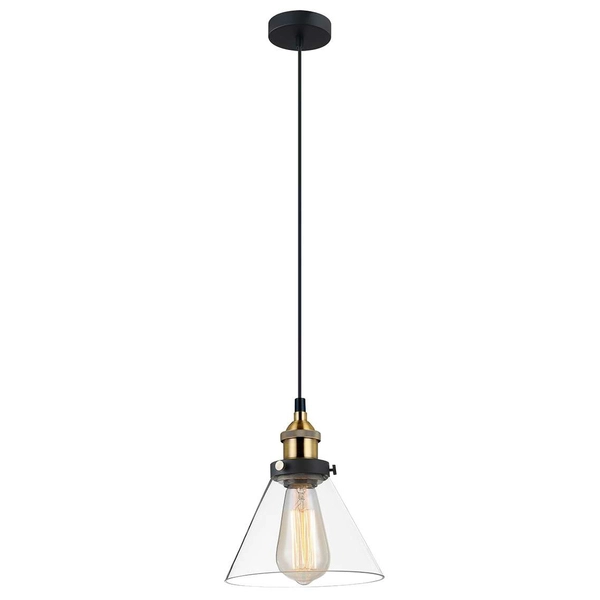 Industrialna LAMPA wisząca GETAN MDM-2564/1 Italux szklana OPRAWA stożek ZWIS okrągły conrad francis przezroczysty