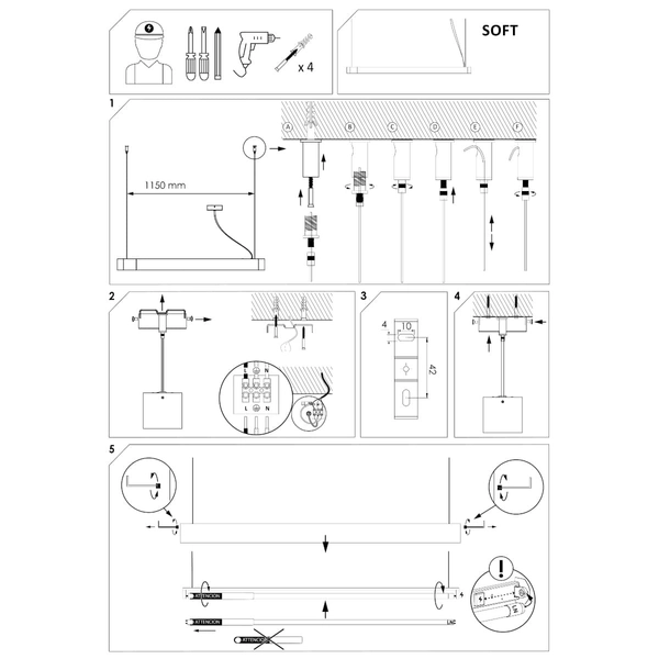 Zwisowa lampa podłużna Soft 7525 Nowodvorski nad stół grafitowa biała