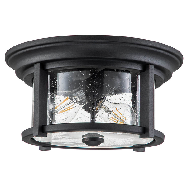 Sufitowa lampa zewnętrzna Merrill FE-MERRILL-F-BLK Feiss IP44 przezroczysta czarna