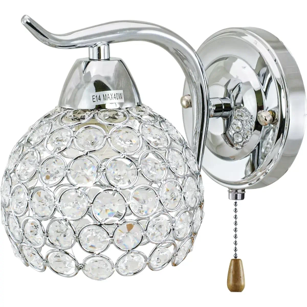 Kryształowa lampa ścienna 8707/1 8C do holu chrom