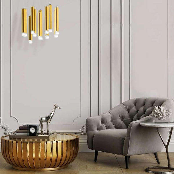 LAMPA wisząca GOLDIE ML5716 Milagro metalowa OPRAWA tuby LED 12W 4000K zwis kaskada złota