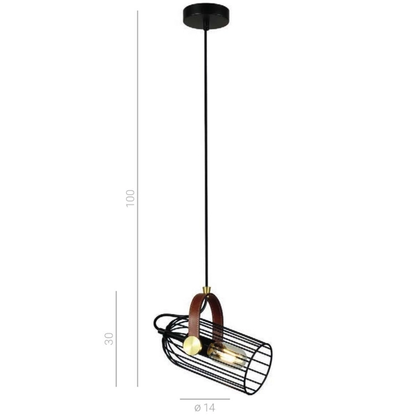 Industrialna LAMPA wisząca ANTOIN PND-2445-1-BK Italux metalowa OPRAWA druciany ZWIS klatka loftowa czarna brązowa