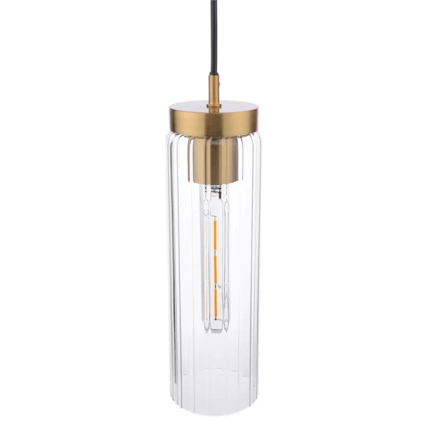 Wisząca lampa vintage Jodelle JOD0163 szklana tuba polerowany brąz
