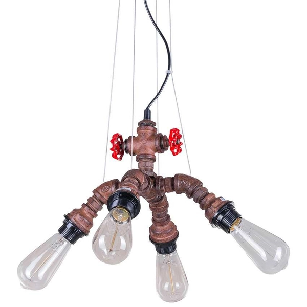 Industrialna LAMPA wisząca MANILA MDM-2846/4A RUST Italux metalowa OPRAWA zwis rury zawory rdza