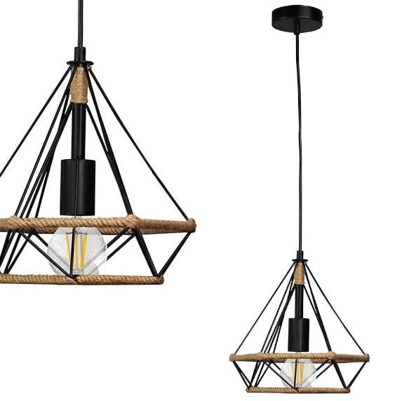 Druciana LAMPA wisząca BROXTON ROPE metalowa OPRAWA industrialny zwis liny czarne brązowe