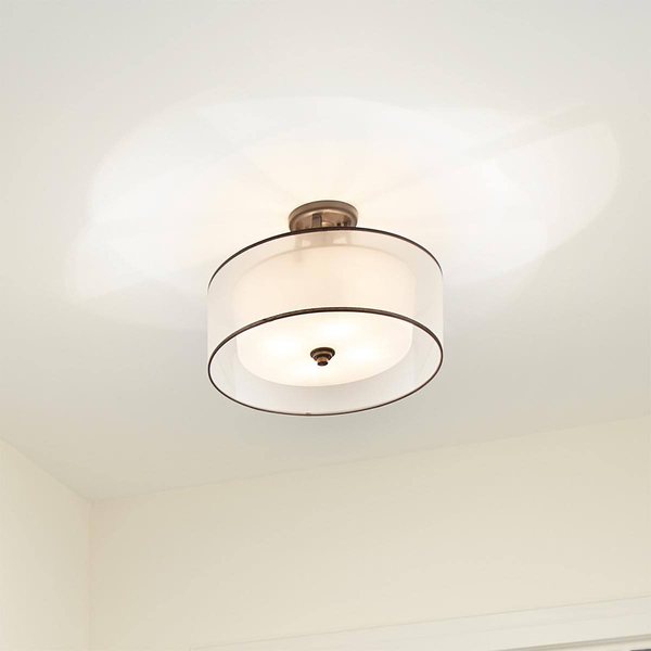 Okrągła lampa sufitowa Lacey KL-LACEY-SFM-MB Kichler brązowy kremowy