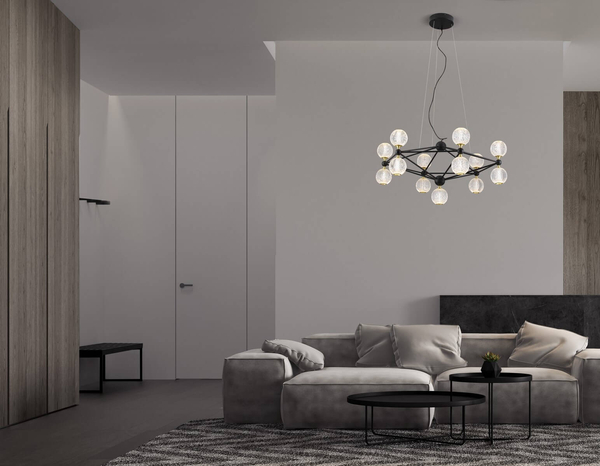 Ściemnialna lampa wisząca BOYA LE42739 LED 54,6W 3200K molekuły czarna