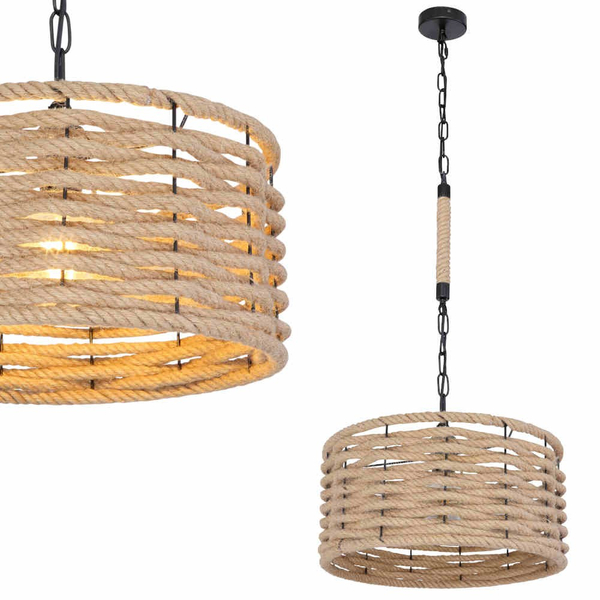 Okrągła LAMPA wisząca HALIA 15679H1 Globo marynistyczny do salonu beżowy