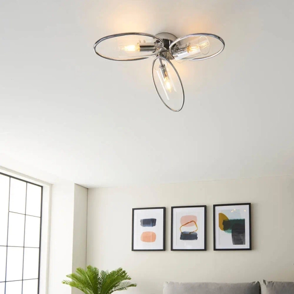 Potrójna lampa sufitowa Amari 96833 szklana chrom przezroczysty