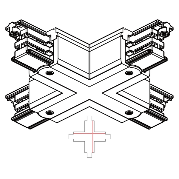 Łącznik krzyżowy X 8115 Shilo do 3-fazowej szyny natynkowej czarny