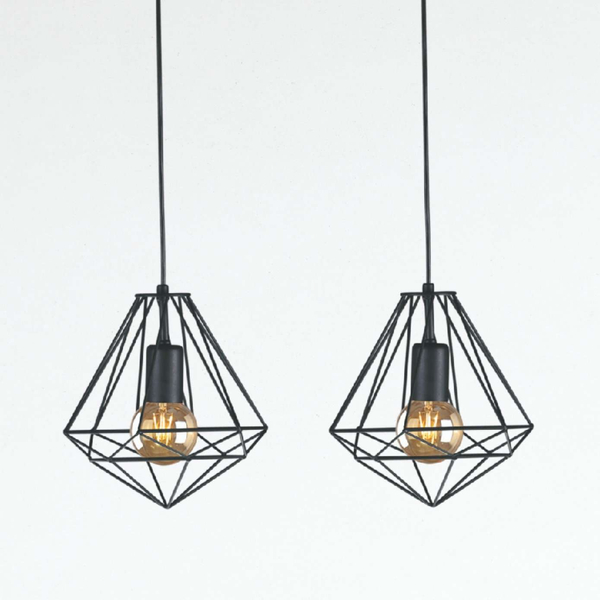 Wisząca LAMPA druciana Marko K-4018 Kaja industrialna OPRAWA metalowa klatka zwis czarny