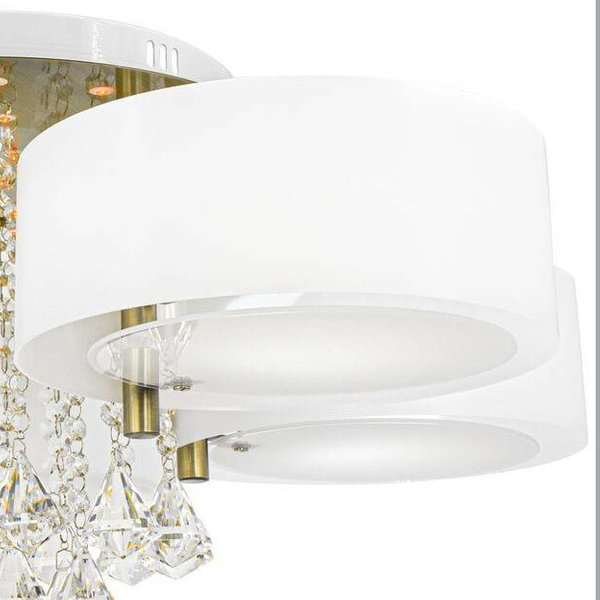 Glamour LAMPA sufitowa DRS8006/5 21QG Elem abażurowy plafon z łańcuszkami biały mosiądz
