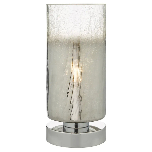 Stołowa lampa tuba Deena DEE4208 szklana na stolik chrom