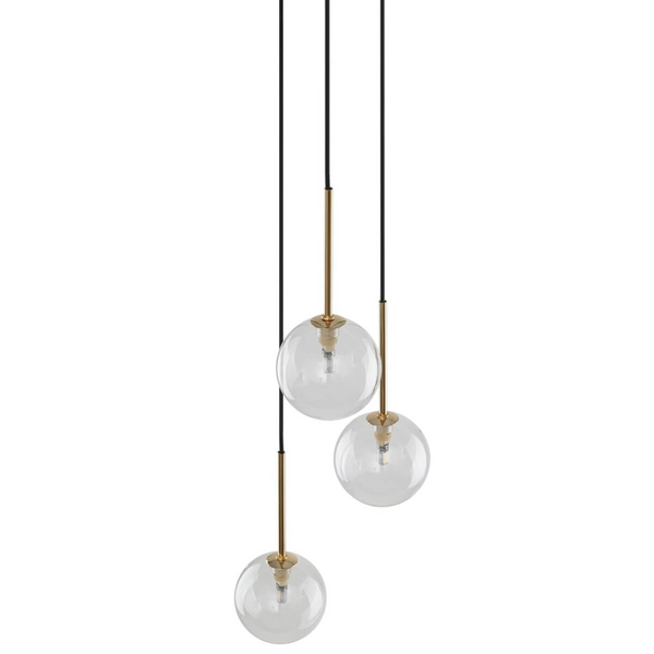 Zwisająca lampa do salonu Nilos 5942 bańka przezroczysta złota