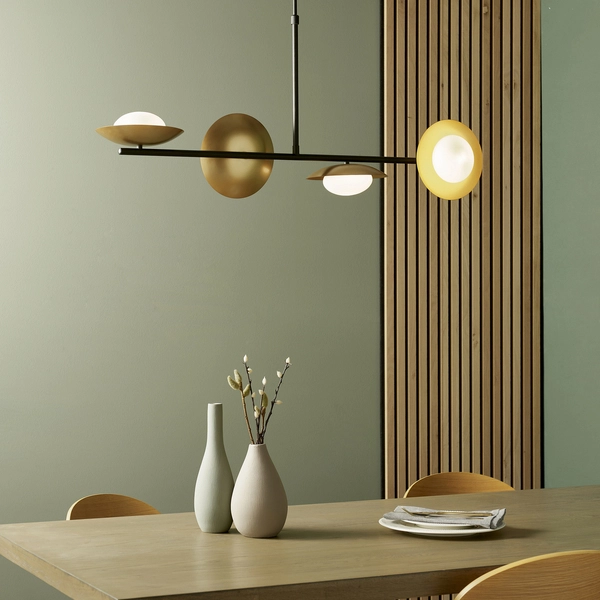 Modernistyczna lampa wisząca L&-192036 Light& na listwie złota brązowa