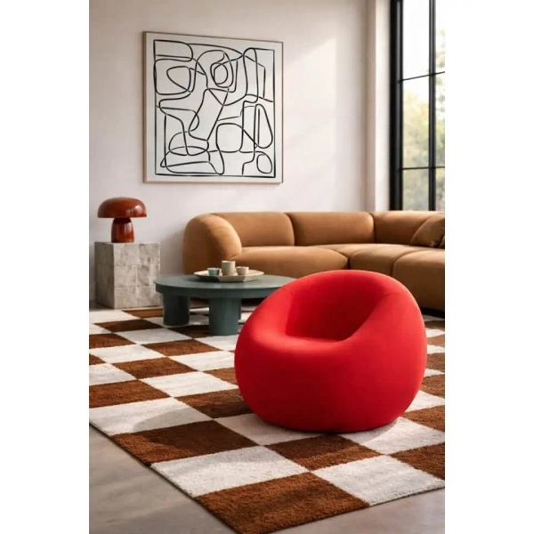 Pufa tkaninowa MAMMA czerwona 5900168837256 do salonu