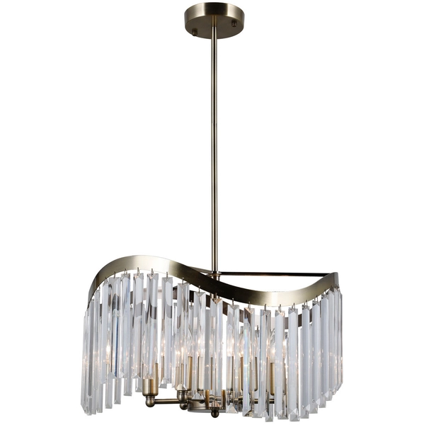 Glamour LAMPA wisząca SABRIGA PND-44544-6 Italux kryształowa OPRAWA okrągły ZWIS crystals brąz antyczny