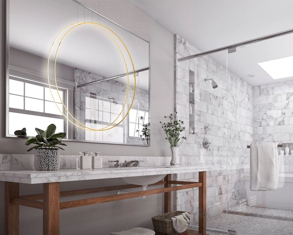 Okrągła wisząca lampa Mirror LP-999/1P S GD Light Prestige zwis LED 3000K 35W IP44 złoty