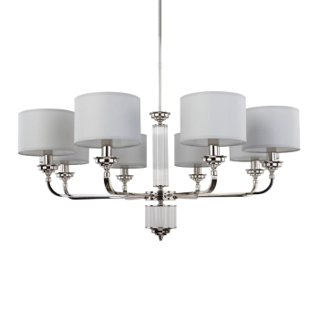 Klasyczny żyrandol do jadalni Verde VER-ZW-8 (N) abażury nikiel biały