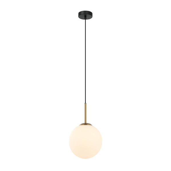 Zwisająca lampa Deore PND-5578-1S-BRO-BK Italux kula szklana biała złota czarna