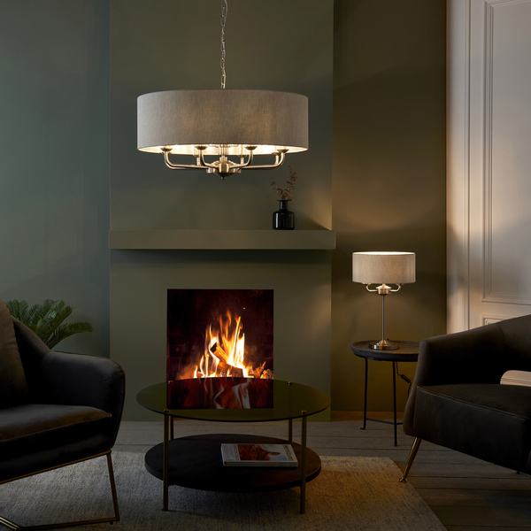 Żyrandol do salonu Highclere 99152 Endon łańcuch klasyczny beż chrom