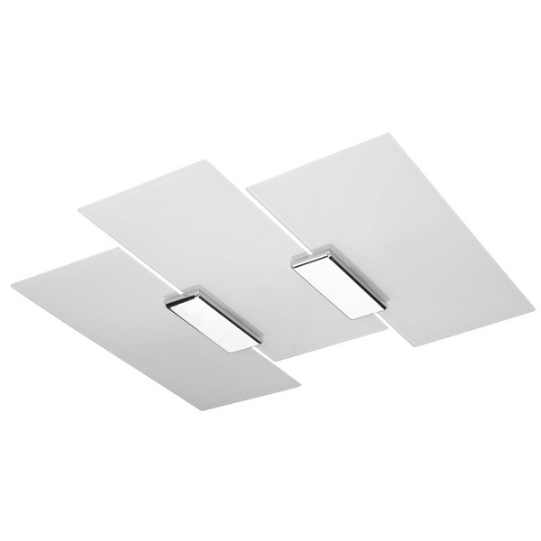 Plafon LAMPA sufitowa SL.0198 szklana OPRAWA prostokąty chrom biała