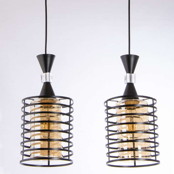 Industrialna lampa wisząca VEN W-3991/2 BK druciana czarny miodowy