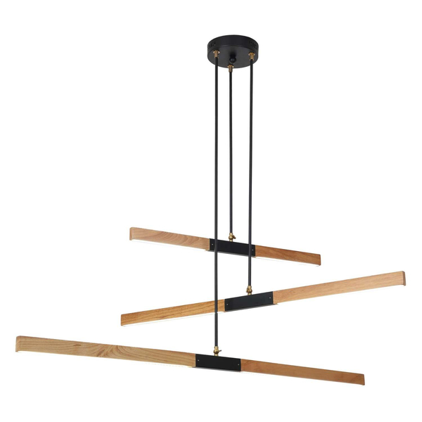 LAMPA wisząca LUGANO LP-2828/3P Light Prestige drewniana OPRAWA zwis LED 48W 3000K kaskada listwy brązowe