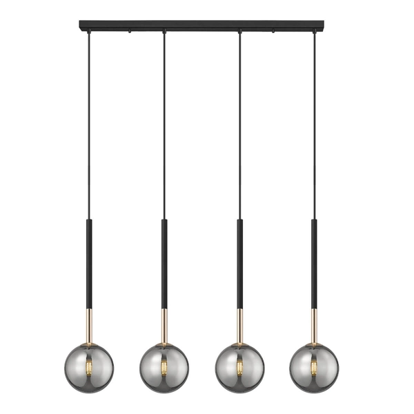 Loftowa Lampa zwisająca Arcturus P0574-04D-SDFZ czarna dymiona złota