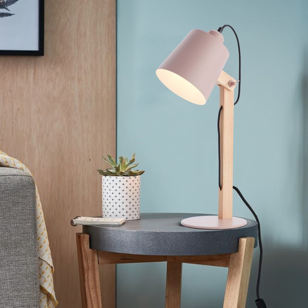 Lampka nocna regulowana Swivel 92716/17 drewniana różowa