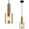 Wisząca LAMPA skandynawska SARDO PND-5581-1-BRO+AMB Italux loftowa OPRAWA szklany ZWIS okrągła tuba mosiądz bursztynowa