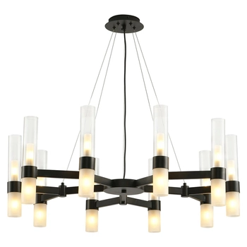 Nowoczesny żyrandol do salonu Candela DN1505-10 black Step szklane czarne