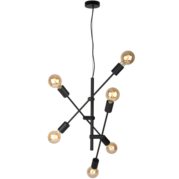 Loftowa LAMPA wisząca FERREIA PND-5986-6-BL Italux industrialna OPRAWA loftowy zwis czarny
