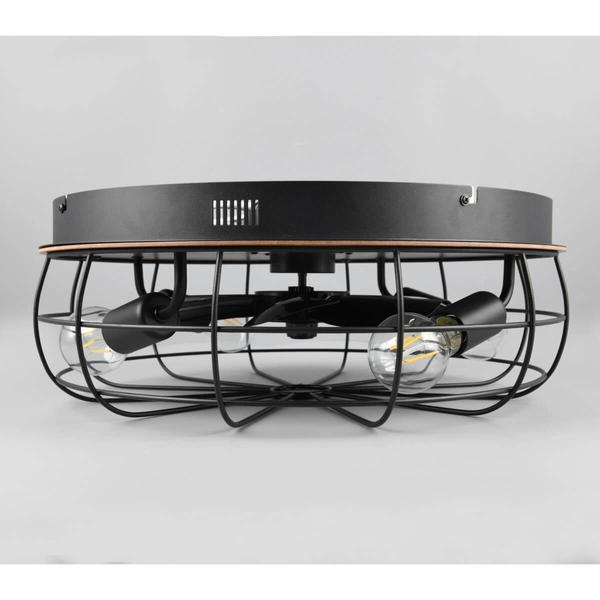 Plafon z wentylatorem VULKOR DL032-61105 RL Light loft druciak drewniany czarny