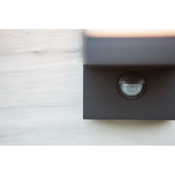 Ścienna LAMPA ogrodowa CUBA 5193811118 Lutec metalowa OPRAWA elewacyjna LED 13W 3000K kinkiet z czujnikiem IP54 szary